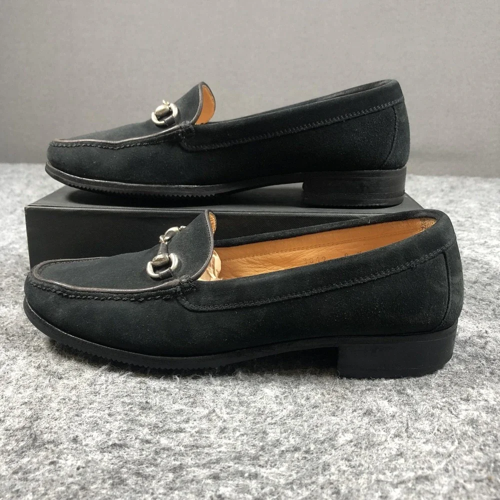 Gravati Loafers Mens 8 M Black Suede Horsebit Slip On Handmade Italy Luxury
